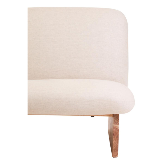 Parova Cream Linen Textured Armless Chair with Wood Base – Natural Elegance with Modern Simplicity