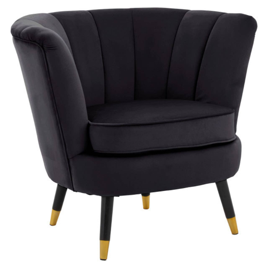Loretta Black Velvet Shell Accent Chair – Luxurious Design with Modern Elegance