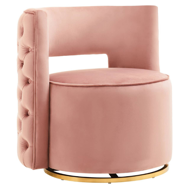 Yasmeen Pink Velvet Swivel Chair – Chic Glamour with 360° Comfort