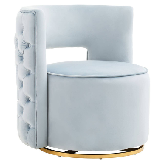 Yasmeen Blue Velvet Swivel Chair – Modern Luxe with 360° Comfort