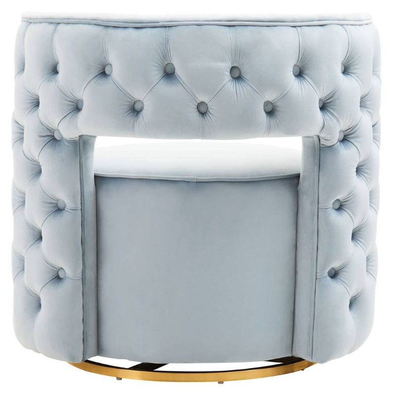 Yasmeen Blue Velvet Swivel Chair – Modern Luxe with 360° Comfort