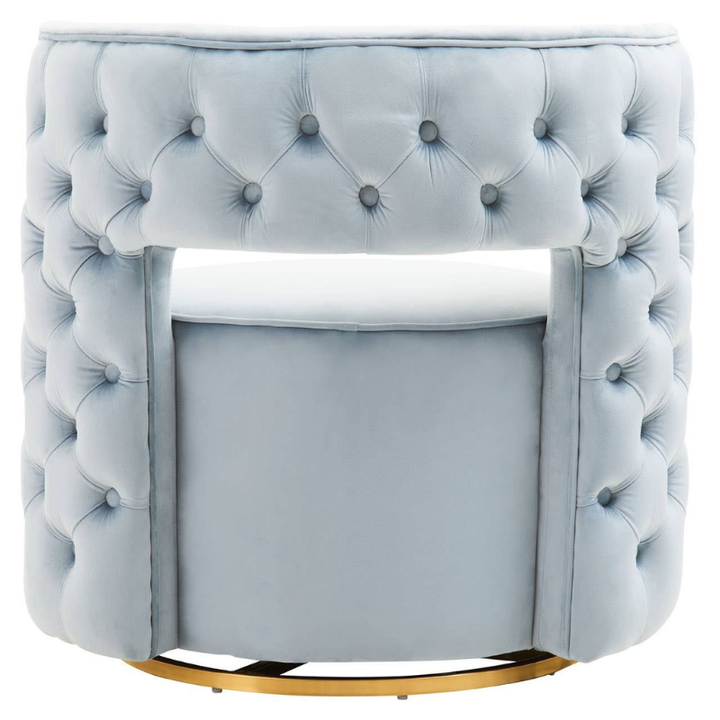 Yasmeen Blue Velvet Swivel Chair – Modern Luxe with 360° Comfort