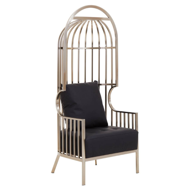 Eliza Brushed Silver Dome Cage Chair – Modern Glamour in a Sculptural Silhouette