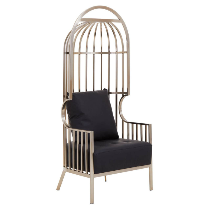 Eliza Brushed Silver Dome Cage Chair – Modern Glamour in a Sculptural Silhouette