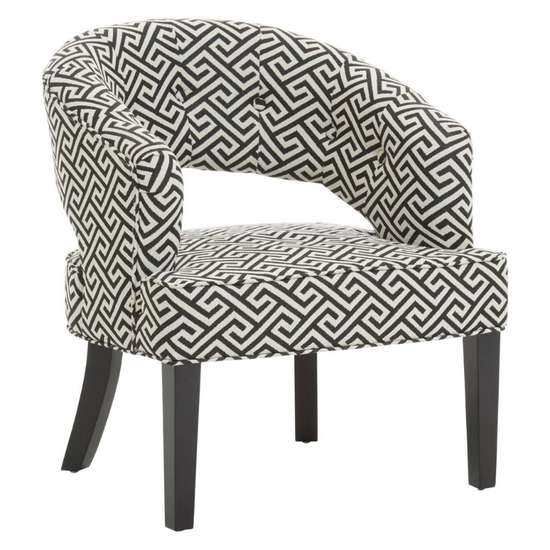 Regents Park Greek Key Design Cutout Lounge Chair – Timeless Elegance with Architectural Detailing