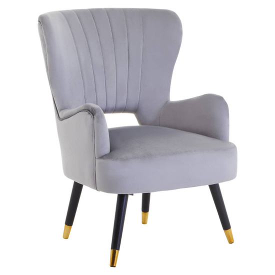 Loretta Grey Velvet Cut Out Back Chair – Modern Style with Elegant Detailing