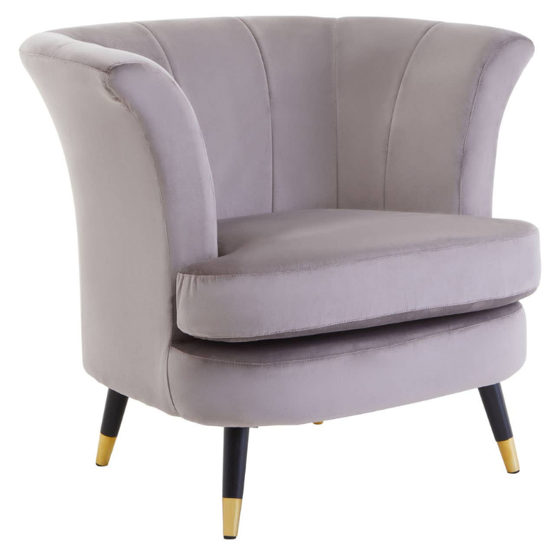 Loretta Mink Velvet Curved Accent Chair – Luxurious Comfort with Modern Elegance