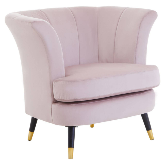 Loretta Dusky Pink Velvet Curved Accent Chair – Soft Luxury with Contemporary Elegance