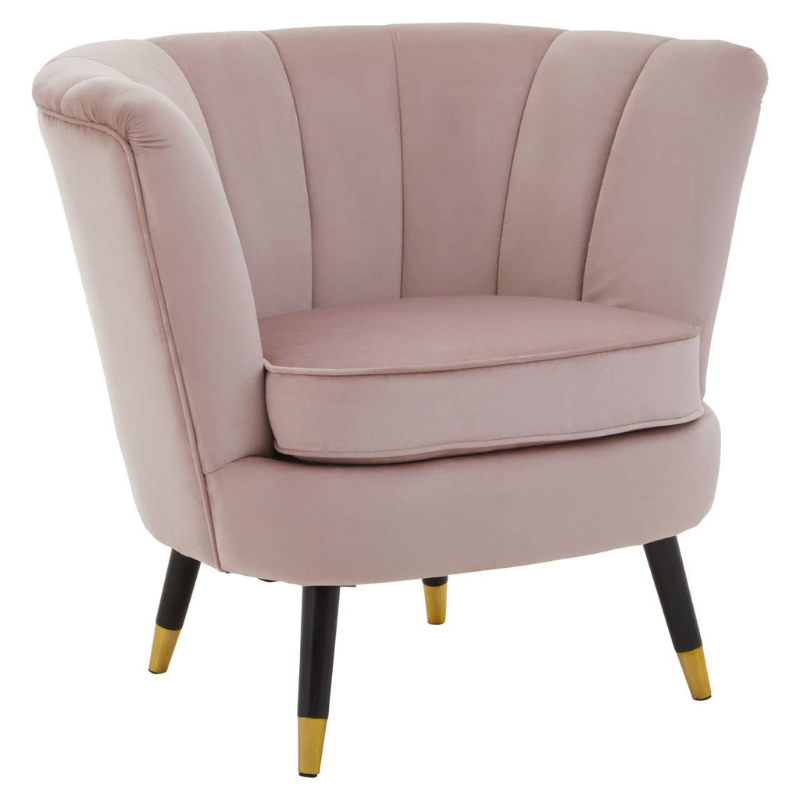 Loretta Dusky Pink Velvet Shell Accent Chair – Soft Glamour with Sculpted Elegance