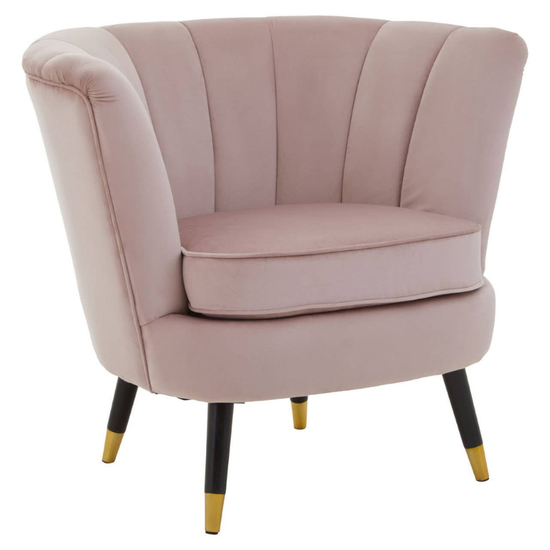 Loretta Dusky Pink Velvet Shell Accent Chair – Soft Glamour with Sculpted Elegance