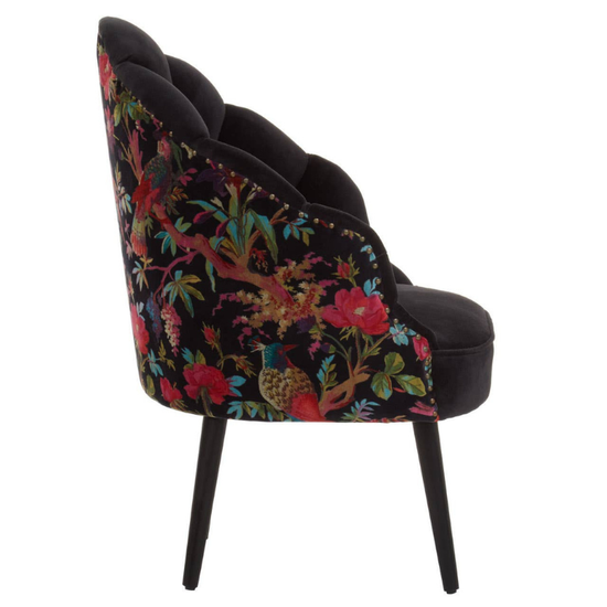 Cefena Peacock Design Scalloped Chair – Artistic Elegance with Statement Silhouette