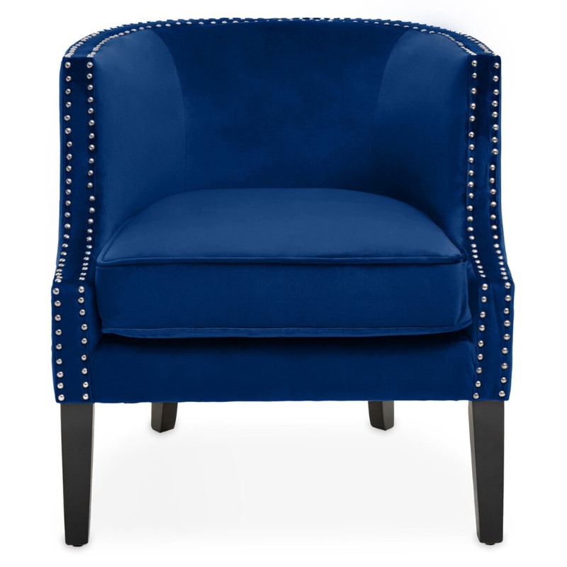 Larissa Blue Velvet Studded Chair – Bold Luxury with Elegant Detailing