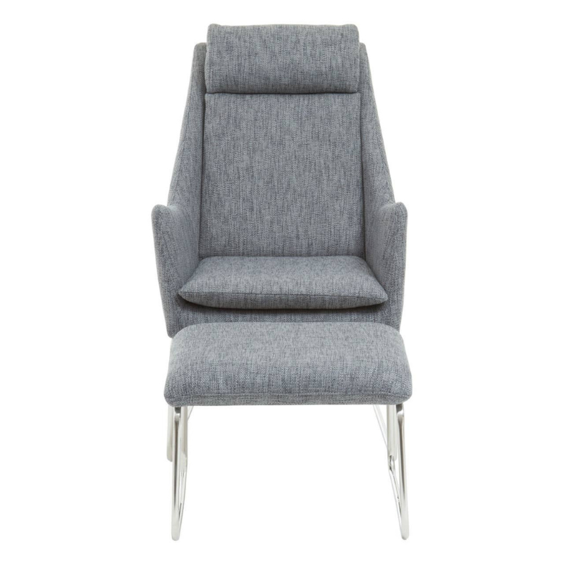 Azalea Grey Fabric Lounge Chair and Footstool Set – Relaxed Comfort with Modern Style