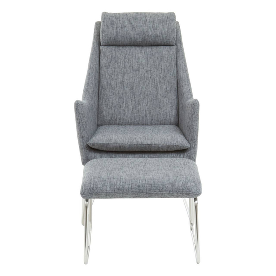 Azalea Grey Fabric Lounge Chair and Footstool Set – Relaxed Comfort with Modern Style