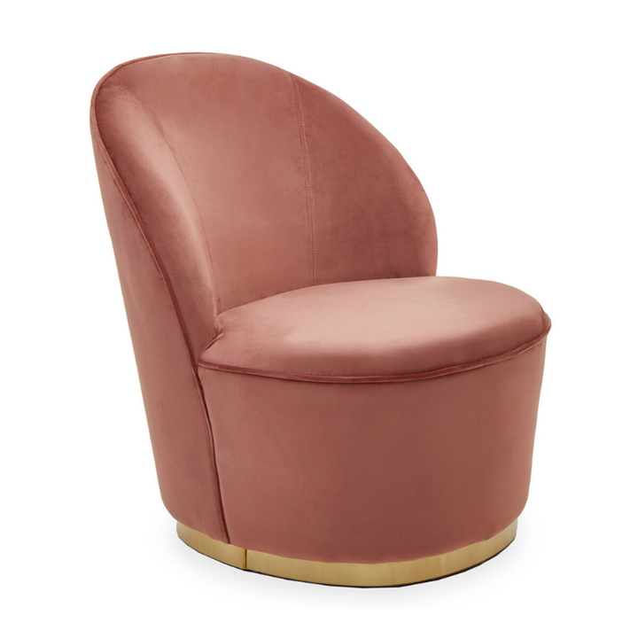 Tamra Dusty Pink Velvet Chair with Gold Base – Chic Elegance with Modern Glamour
