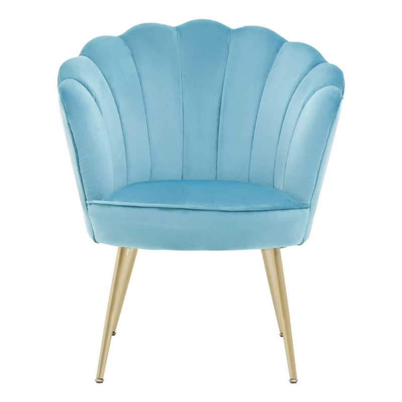 Ovala Aqua Velvet Scalloped Chair – Glamorous Design with Modern Charm