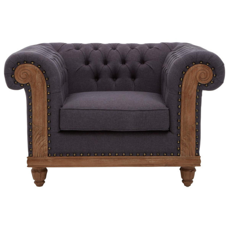 Cabra Chesterfield Graphite Grey Chair – Classic Elegance with Modern Comfort