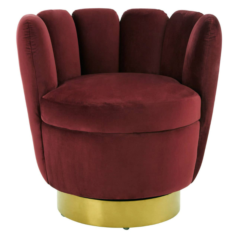 Beauly Wine Velvet Accent Chair – Luxurious Comfort with Bold Style