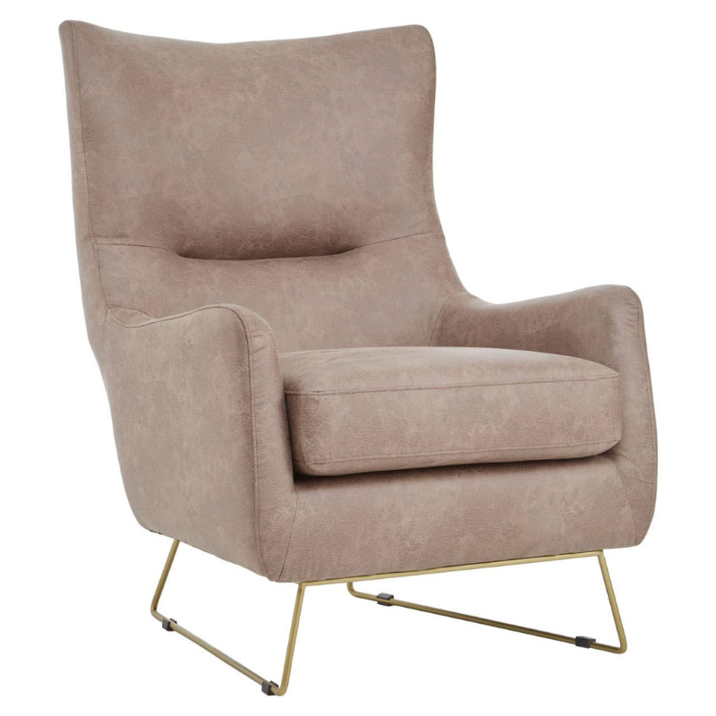 Henry Brown Faux Leather Armchair – Timeless Style with Comfortable Seating