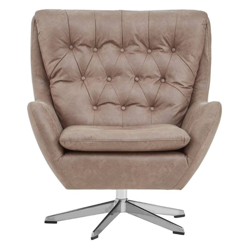 Harold Brown Leather Effect Swivel Chair – Stylish Comfort with 360° Functionality