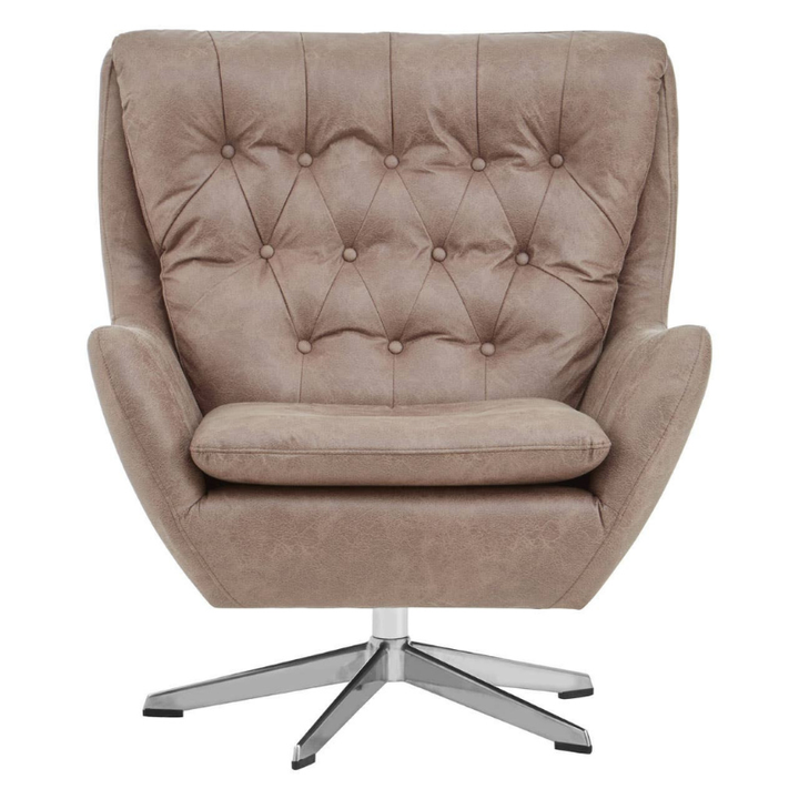 Harold Brown Leather Effect Swivel Chair – Stylish Comfort with 360° Functionality