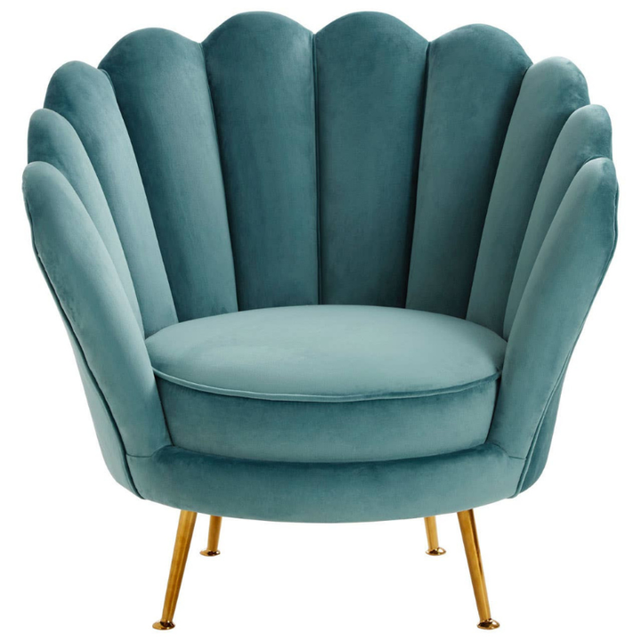 Ovala Blue Scalloped Chair – Elegant Design with Comfortable Seating