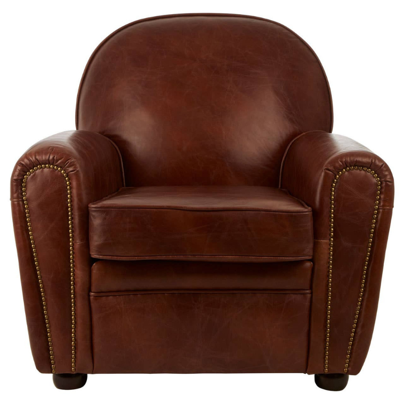 Victor Brown Leather Classic Armchair – Timeless Elegance with Comfortable Seating