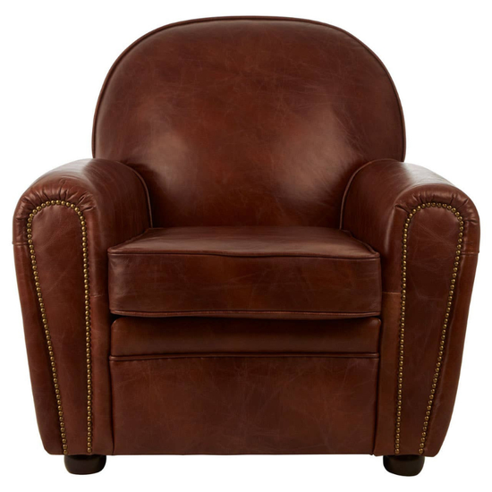 Victor Brown Leather Classic Armchair – Timeless Elegance with Comfortable Seating