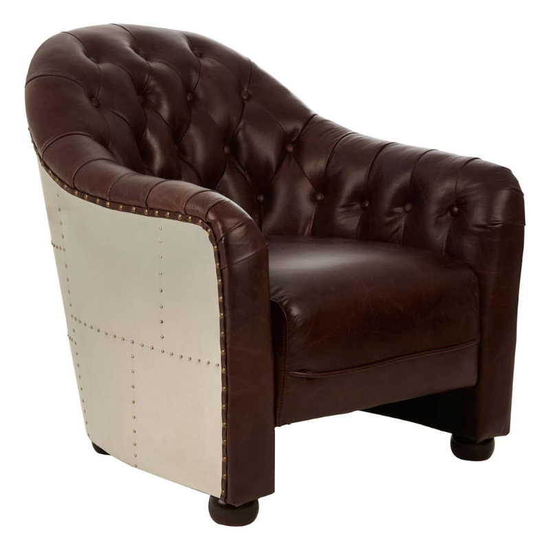 Victor Brown Leather Tub Chair – Classic Design with Comfortable Seating