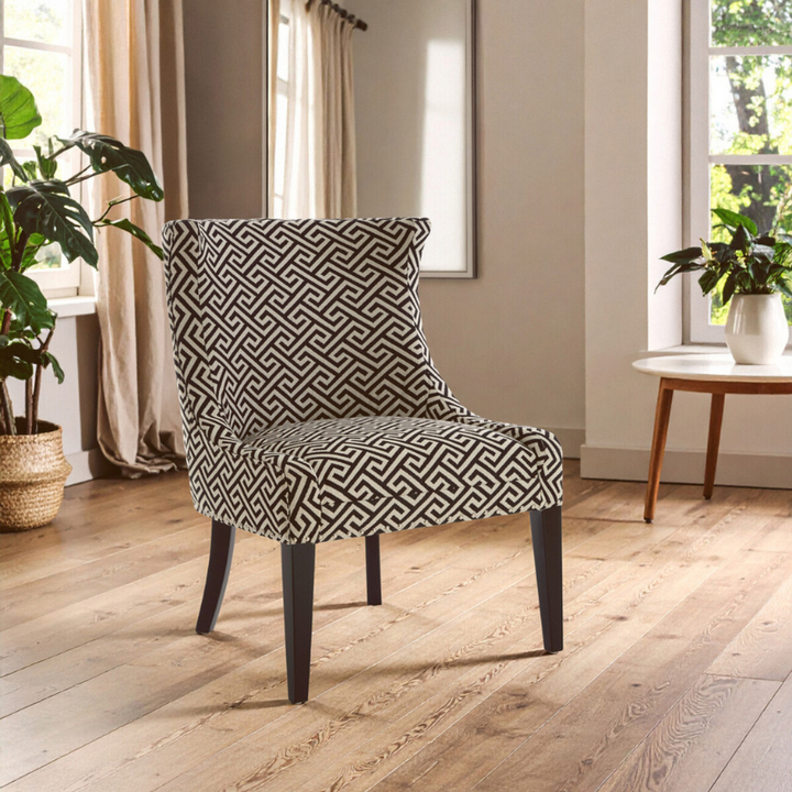 Regents Park Greek Key Design Wingback Lounge Chair – Elegant Statement with Luxurious Comfort