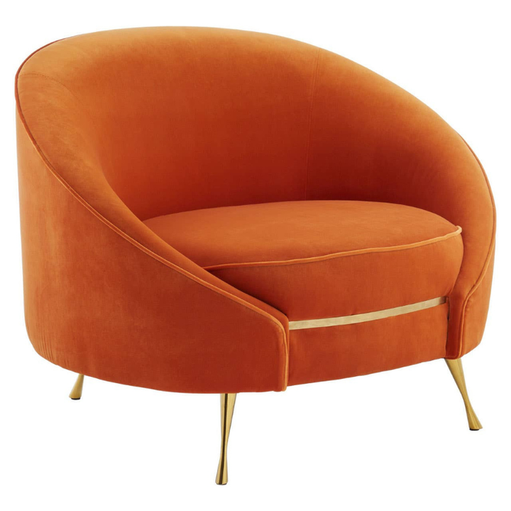 Manhattan Orange Velvet Armchair – Bold Modern Style with Luxurious Comfort