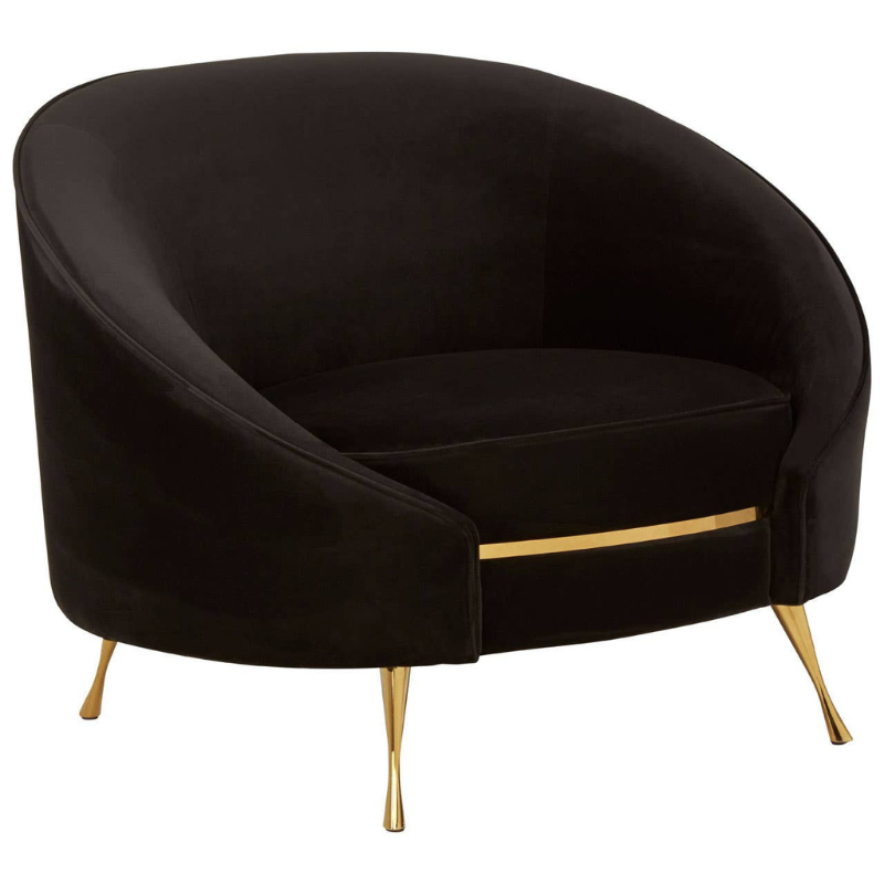 Manhattan Black Velvet Armchair – Modern Luxury with Plush Comfort