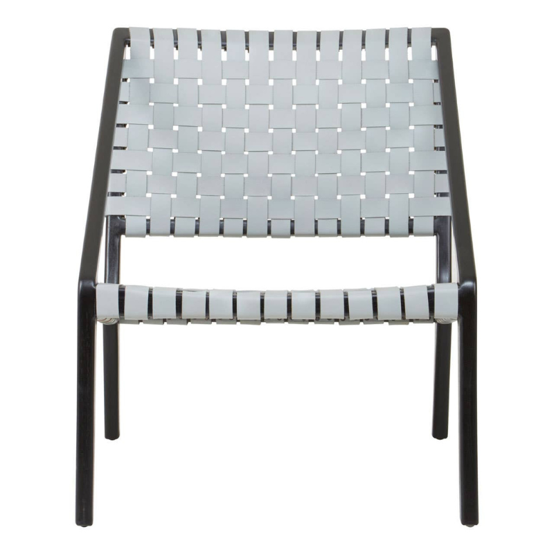 Kendari Grey Leather Woven Chair – Handcrafted Design with Modern Elegance