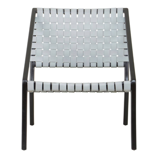 Kendari Grey Leather Woven Chair – Handcrafted Design with Modern Elegance