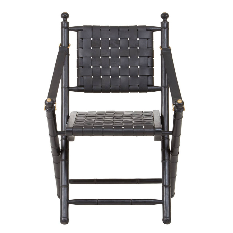 Kendari Black Strapped Leather and Black Teak Wood Chair – Bold Craftsmanship with Contemporary Appeal