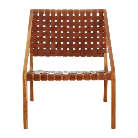 Kendari Tan Woven Leather and Teak Chair – Stylish Craftsmanship with Comfortable Seating