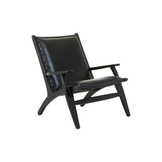 Kendari Black Leather and Teak Wood Chair with Stud Detail – Bold Design with Premium Craftsmanship
