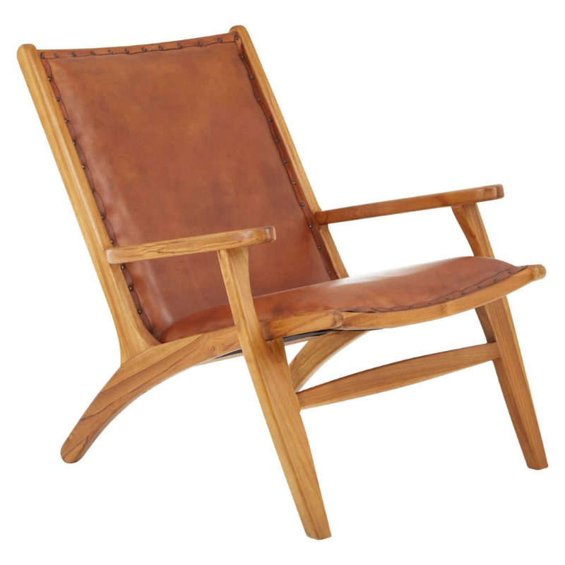 Kendari Brown Leather Chair – Timeless Craftsmanship with Natural Warmth