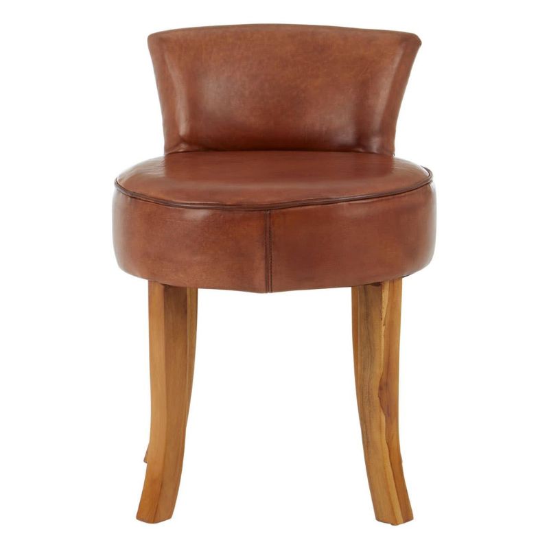 Kendari Small Brown Leather Chair – Compact Style with Natural Warmth