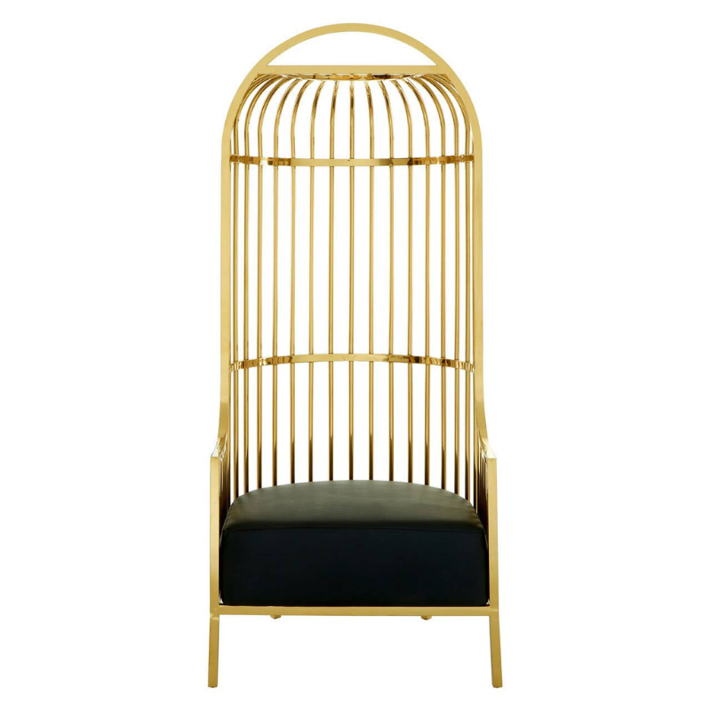 Eliza Gold Finish Dome Cage Chair – Statement Luxury Seating with Bold Architectural Design