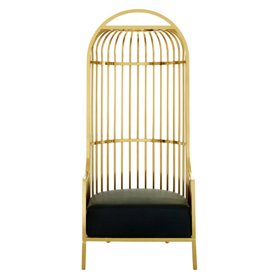 Eliza Gold Finish Dome Cage Chair – Statement Luxury Seating with Bold Architectural Design