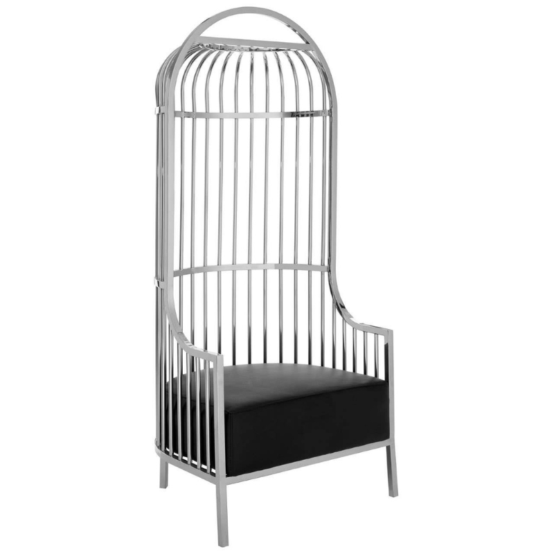 Eliza Silver Finish Dome Cage Chair – Modern Statement Seating with Sleek Architectural Style