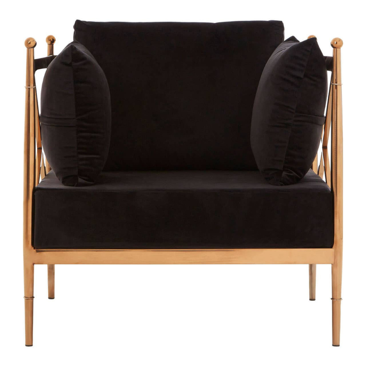 Novo Chair with Rose Gold Finished Metal Arms – Contemporary Elegance with Luxe Metallic Accents