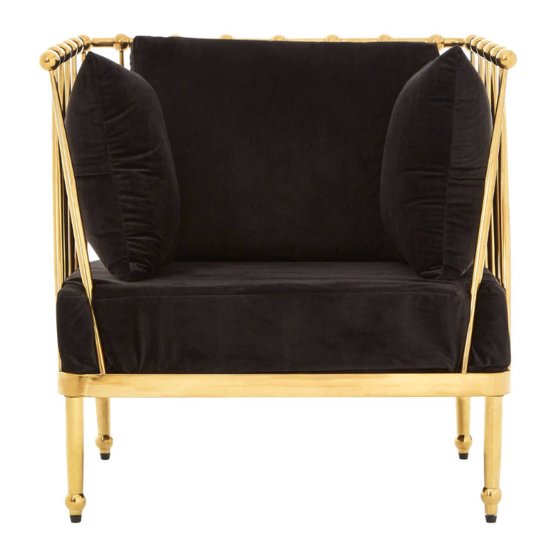 Novo Chair with Gold Finish Tapered Arms – Sleek Modern Design with Luxe Metallic Accents