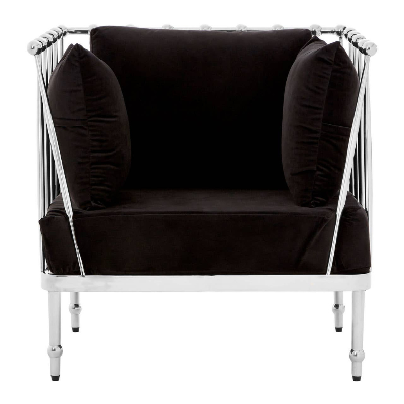 Novo Chair with Silver Finish Tapered Arms – Contemporary Comfort with Sleek Metallic Accents