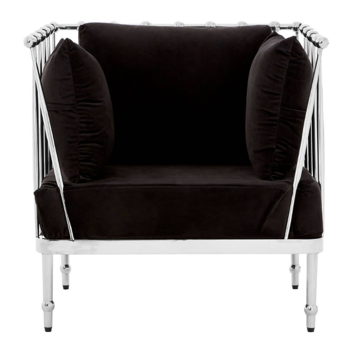 Novo Chair with Silver Finish Tapered Arms – Contemporary Comfort with Sleek Metallic Accents