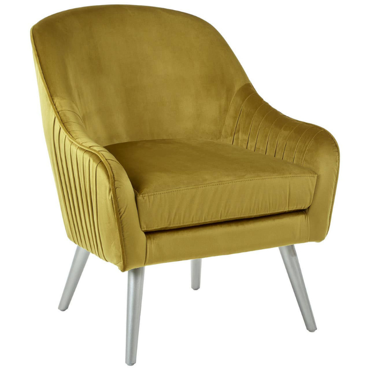 Louxor Mustard Velvet Armchair – Bold Retro-Inspired Style with Luxurious Comfort