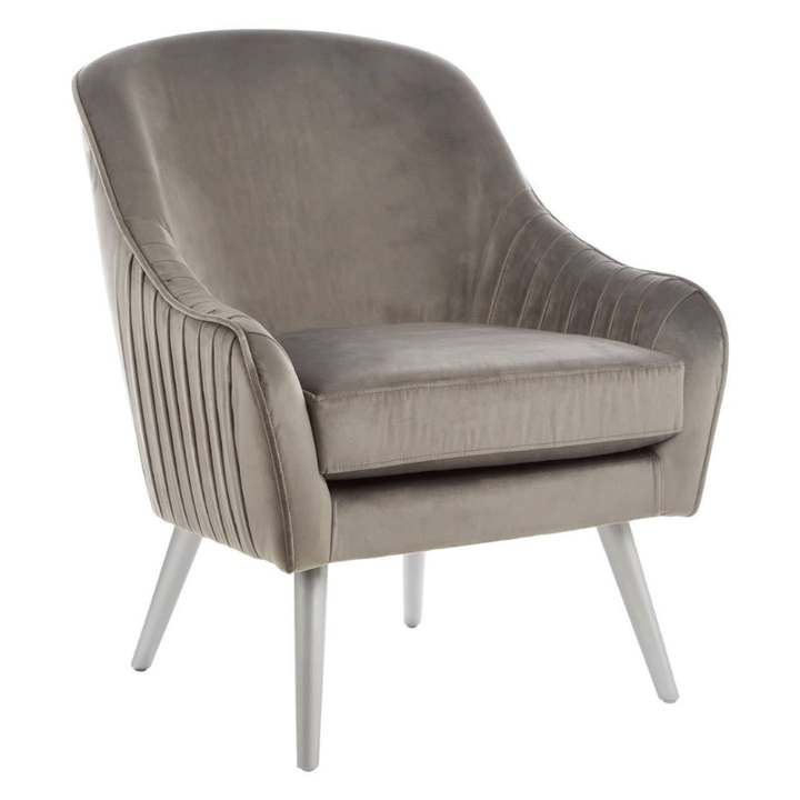 Louxor Grey Velvet Chair – Modern Luxe Comfort with Soft, Sophisticated Style