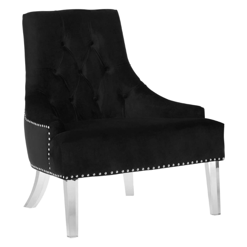 Clarence Button Tufted Black Velvet Chair – Timeless Luxury with Classic Detailing and Plush Comfort