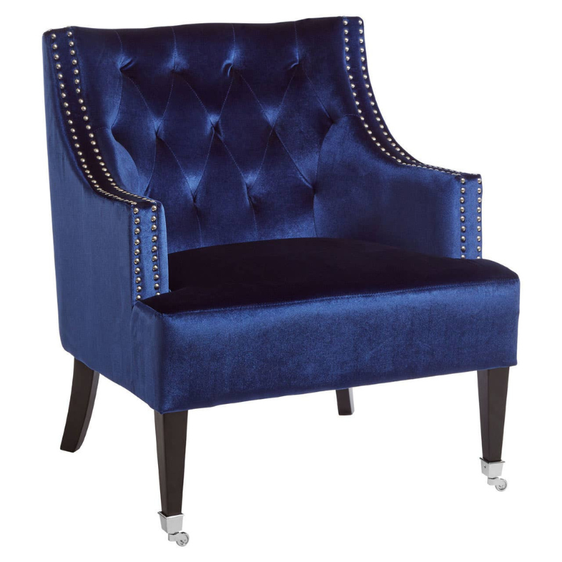 Darlington Navy Blue Velvet Armchair – Elegant Comfort with a Modern Luxe Presence